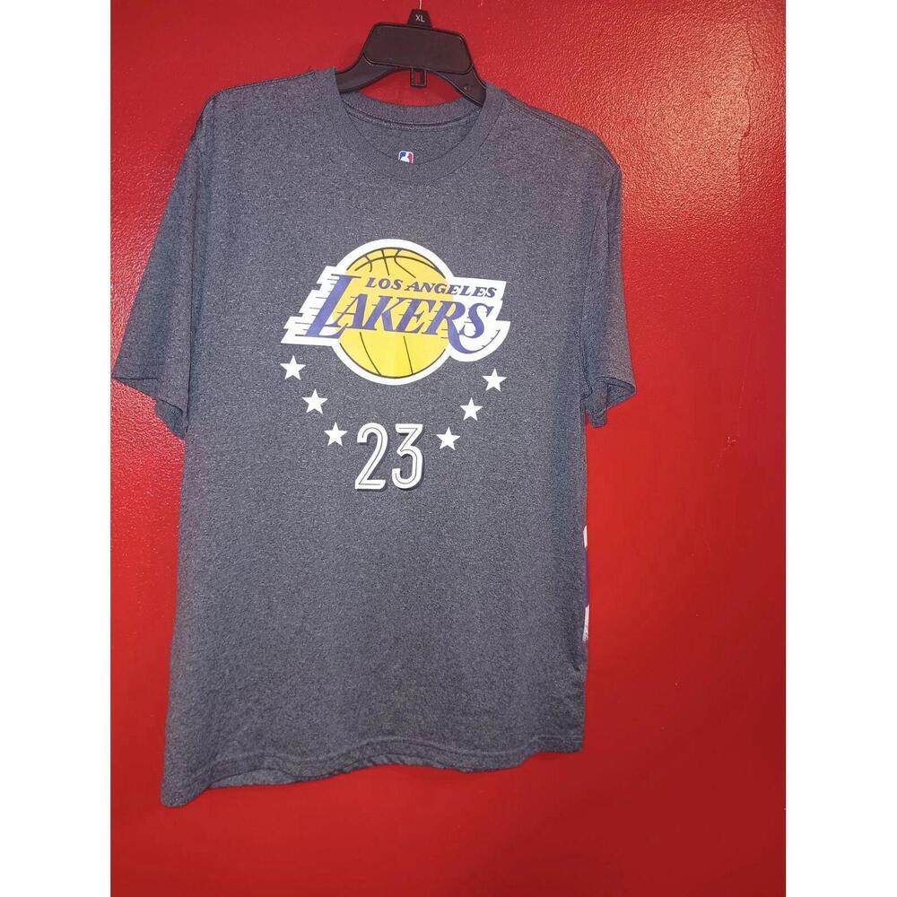 Los Angeles La Lakers Lebron James Nba T Shirt Gray Lightweight Mens Tee Size L